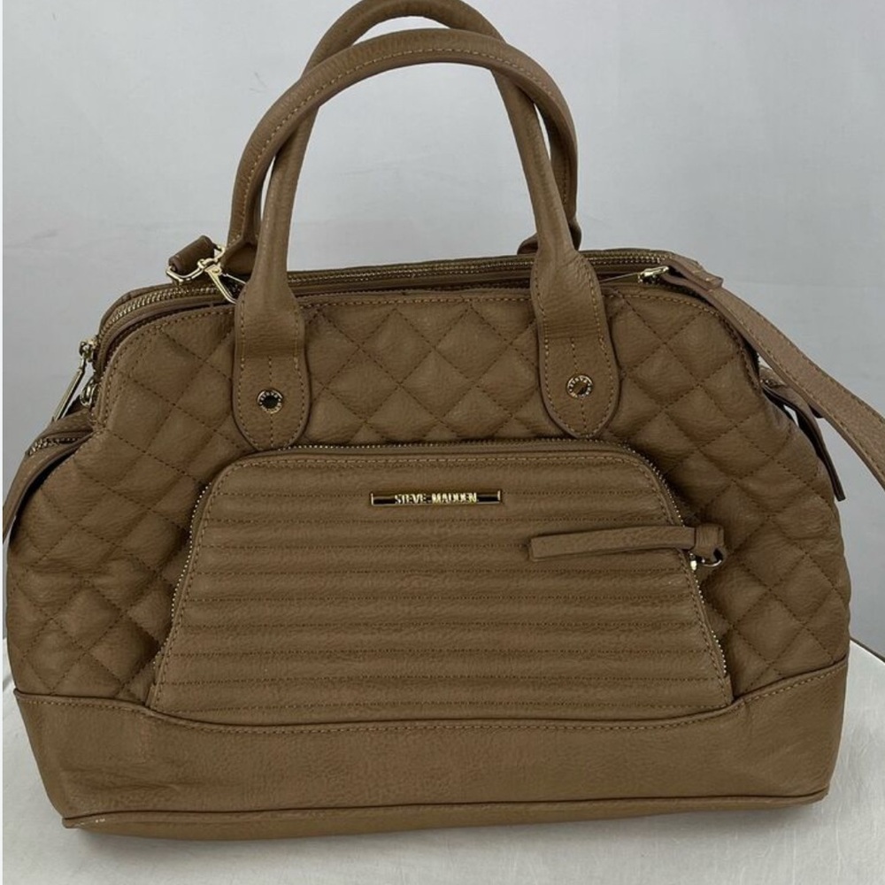 Steve Madden Tan Quilted Satchel Bag